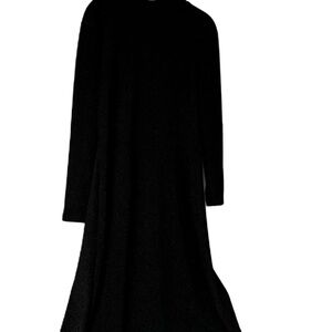 KMW Woman's L Black sparkle LBD holiday dress party fancy long sleeve fit flair